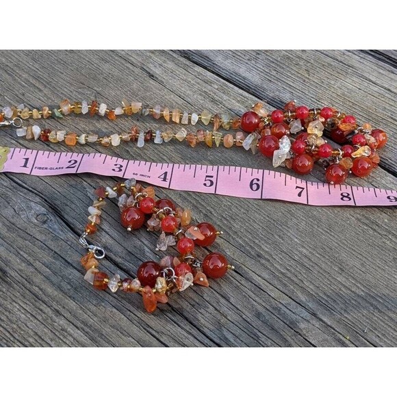 Vintage Carnelian & Quartz Demi Parure Set // Southwestern Necklace and Bracelet - Picture 10 of 10